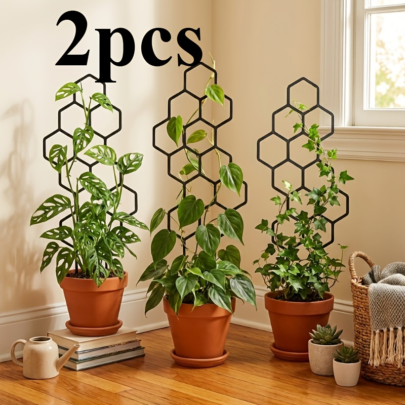 Plant Parent - 2つのつる性植物育成器具、つる性植物や花用の植木鉢付き、屋内および屋外の園芸に省スペース化、省スペース化された庭園づくりに最適