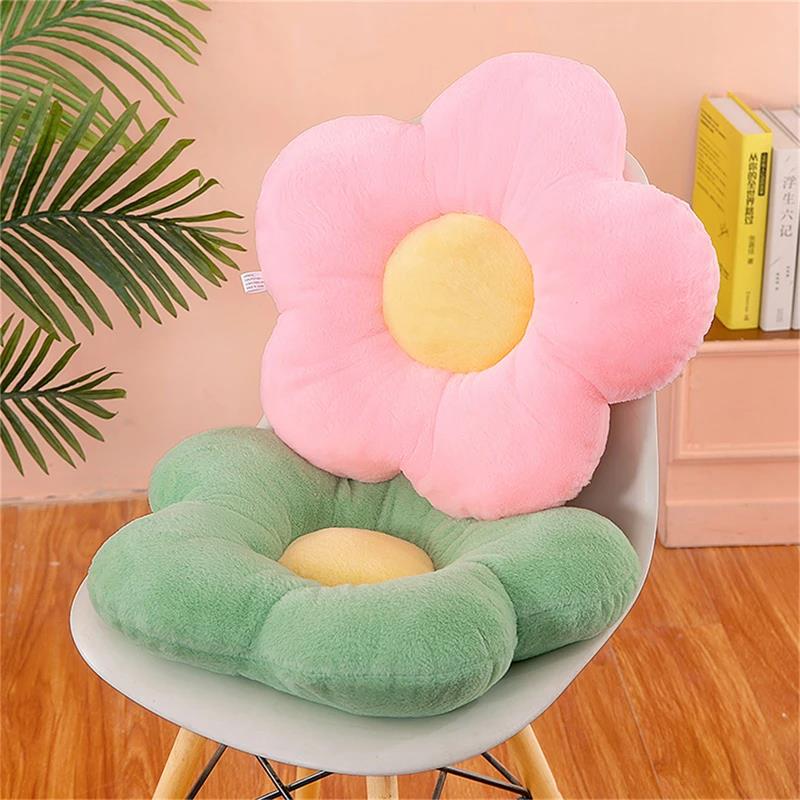 Plant Parent Gifts - 実用的な35cmのかわいいカラフルな花のぬいぐるみ枕クッション、柔らかいひまわり植物マット、ぬいぐるみソファベッド、睡眠用背もたれ装飾ギフト