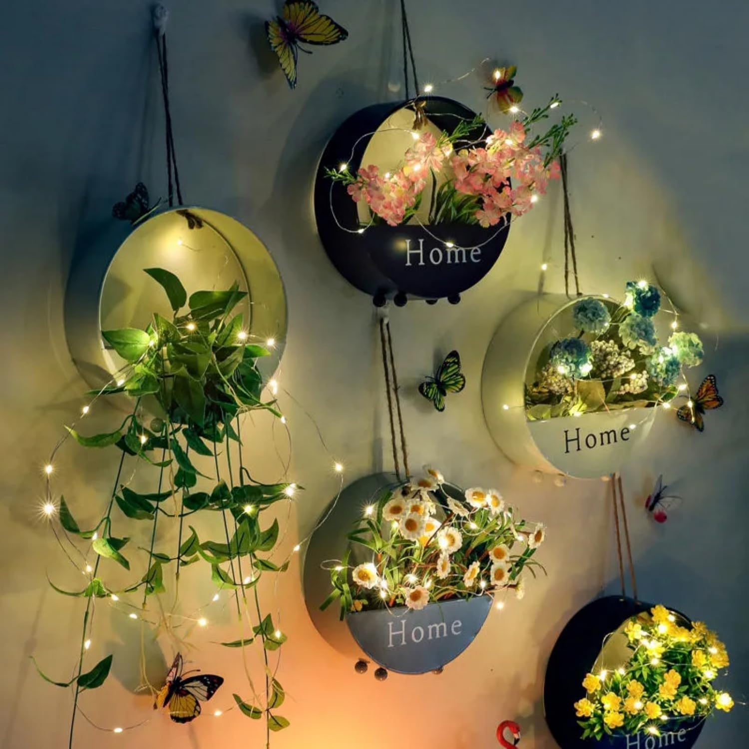 Plant Parent - 1個入り丸型鉄製工芸品フラワーポット壁掛け装飾、室内植物用、シンプルでエレガントなデザイン、家の装飾やガーデニングに。