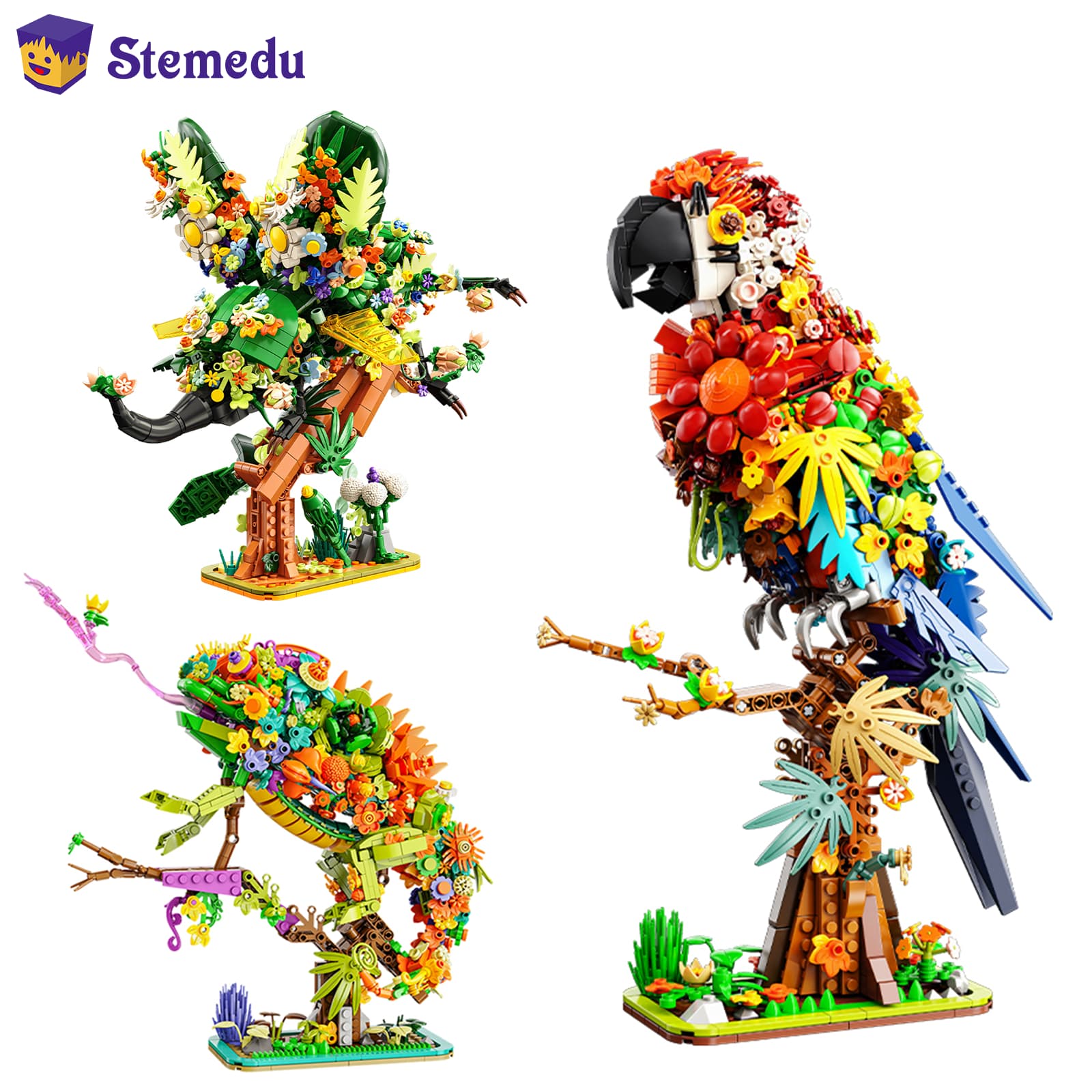 Plant Parenthood - Qilivev カメレオンユニコーンオウムビルディングブロック花動物シリーズモデルアセンブリレンガ装飾おもちゃギフト互換性 Leduo