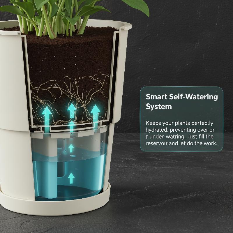 長方形の自動給水プランターボックス、UV耐性プラスチック製ウ - Plant Parent のレビューと価格