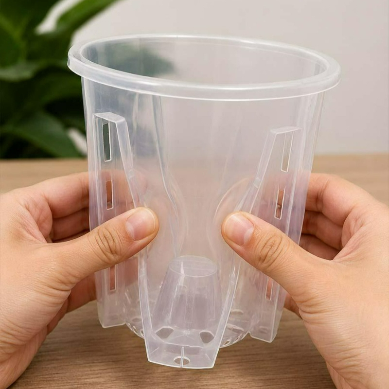 透明な花鉢トレイ付き根制御プランター透明プラスチック製蘭用容 - Plant Parent のレビューと価格